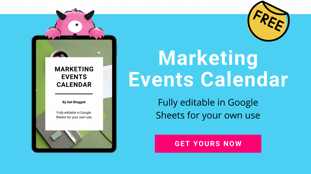 Get your free marketing events calendar for 2022
